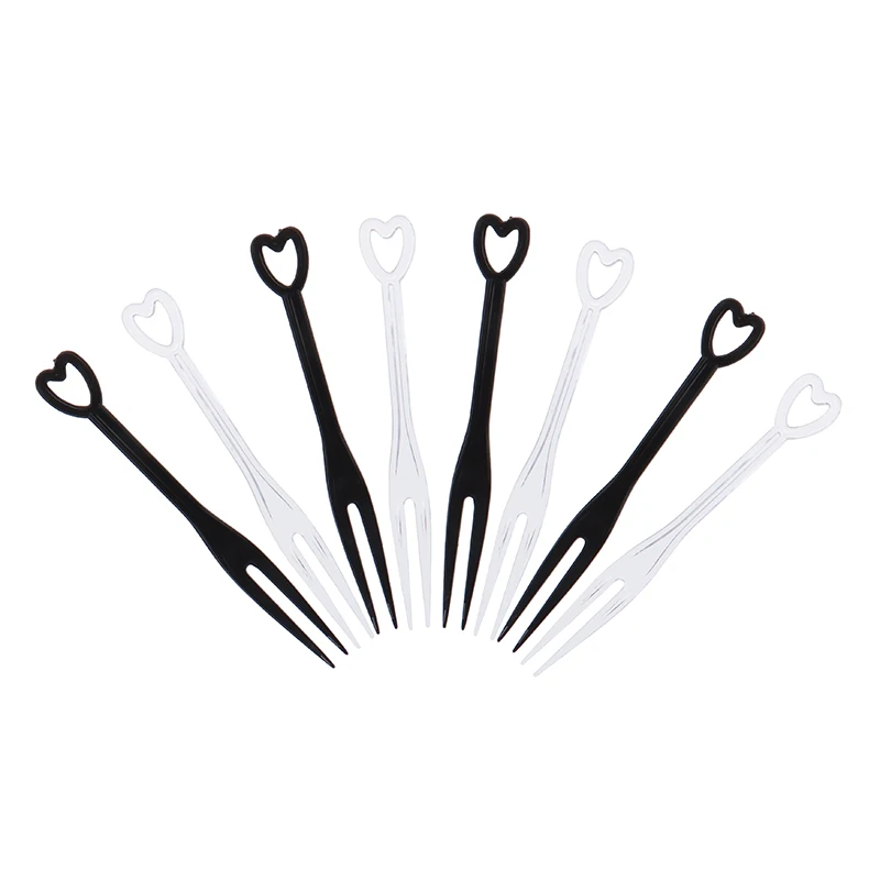 100pcs party disposable tableware Mini Fruit Fork Disposable plastic Forks For Party BBQ Sticks Picks Skewer Set Home Dining Food Cake