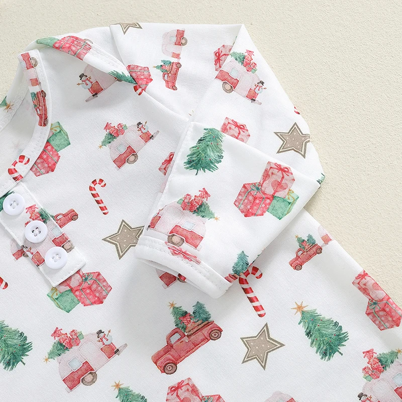 Christmas Baby Gown with Hat Tie Bottom Newborn Receiving Blanket Cap Set for Boys Girls