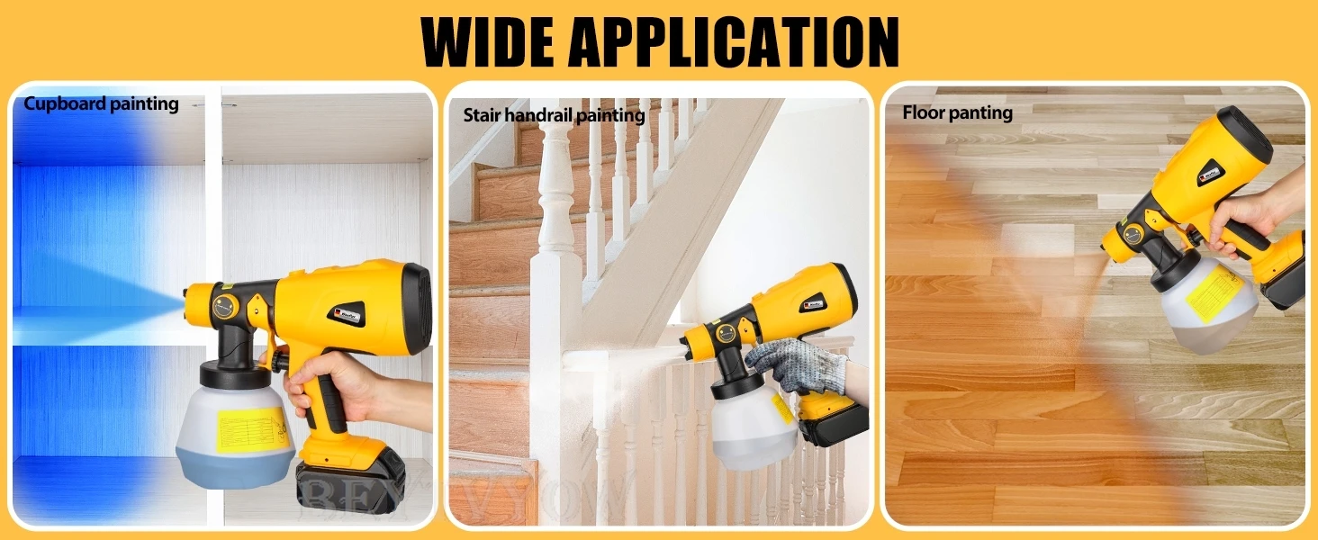 Beytvyow Cordless Paint Sprayer Compatible with Dewalt 20V Battery 200W HVLP Pai