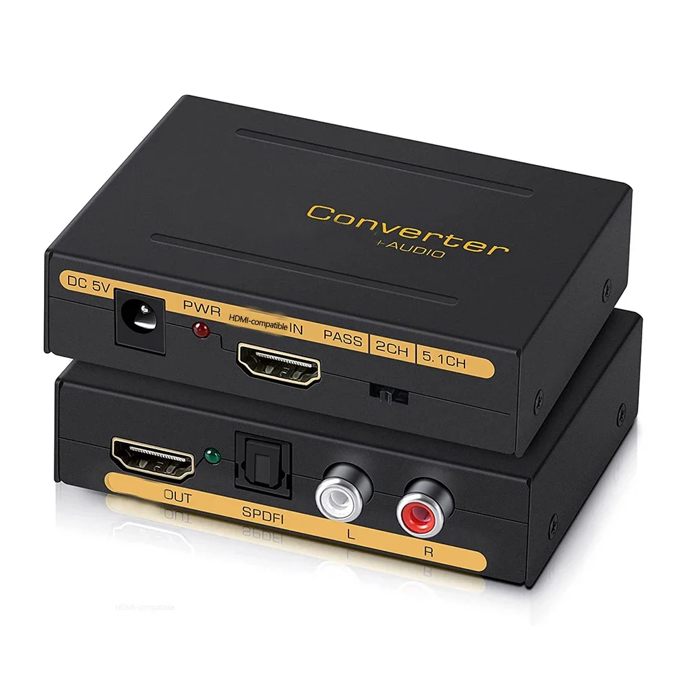 Audio-Extractor Converter Hd Naar Hd + Audio (Spdif + Rca L/R Stereo) Voor Vuur Stick Xbox Ps5 Ondersteuning 3d Voor Hdcp2.2 18Gpbs