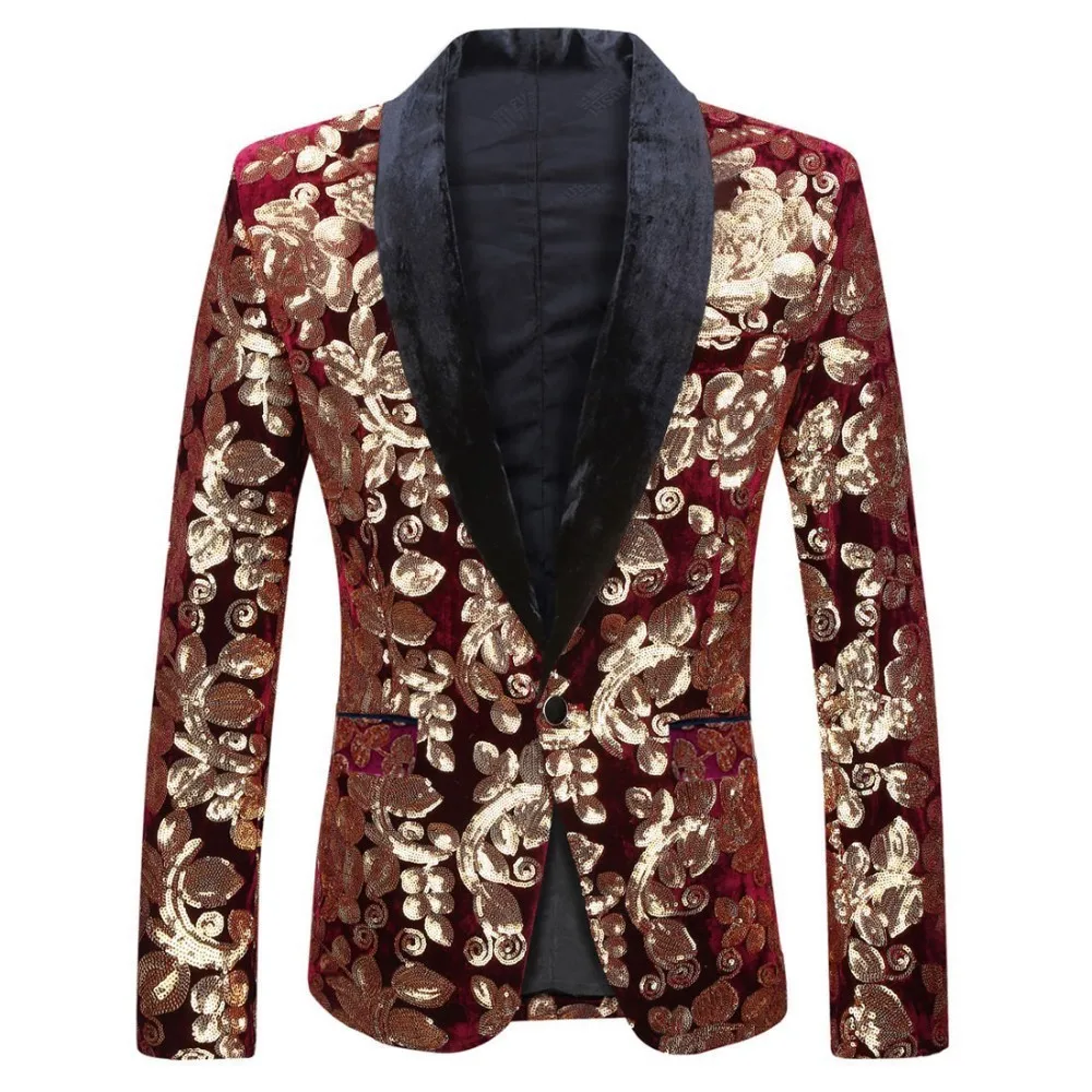 New European and American Stage Velvet Sequin Fashion Handsome Trend European and American Suit Stage Clothes for Singers Men 2