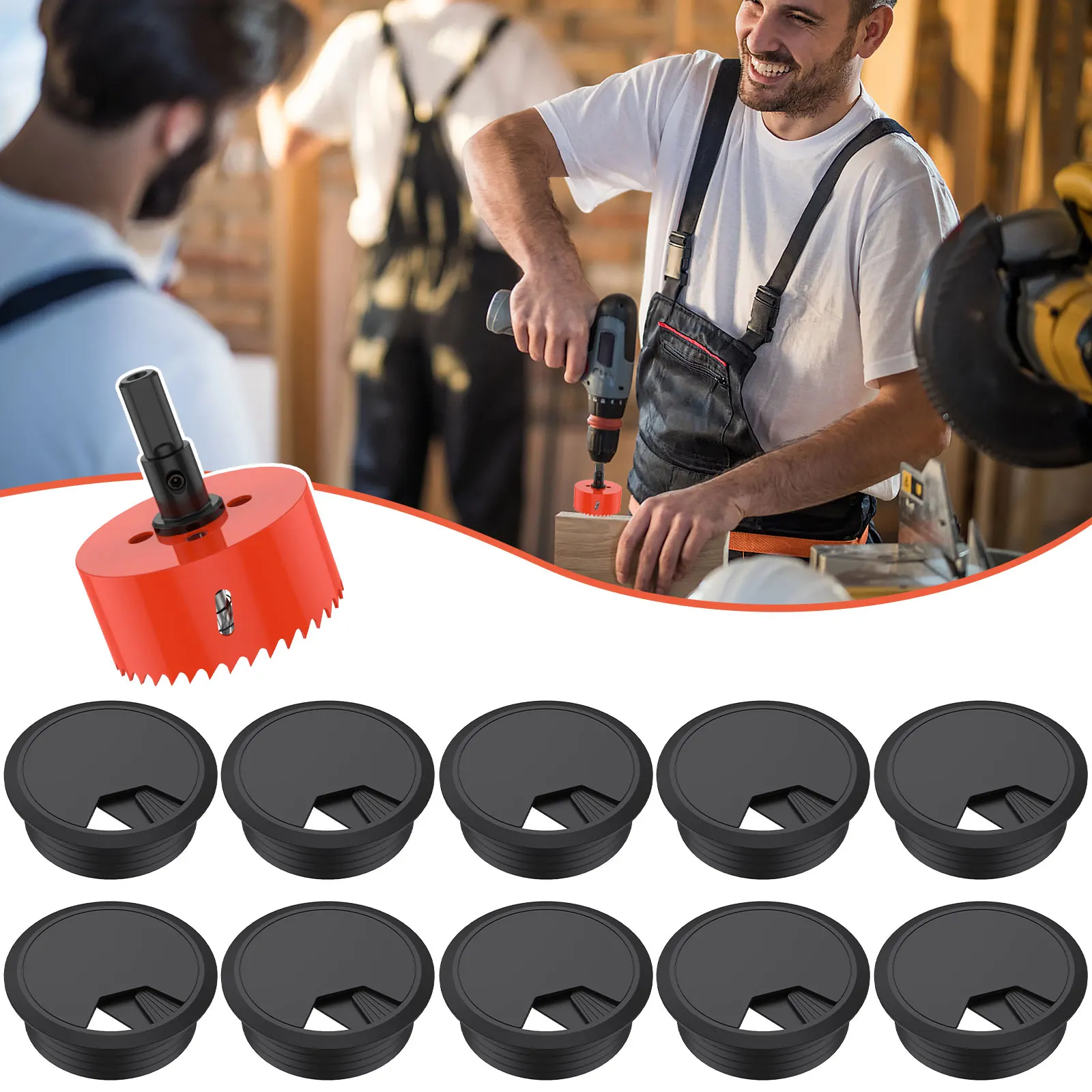 

10Pcs Desk Grommet with Hole Saw 60mm Cable Hole Cover Reusable Round Wire Cable Grommet Easy to Install Grommet Hole Dustproof