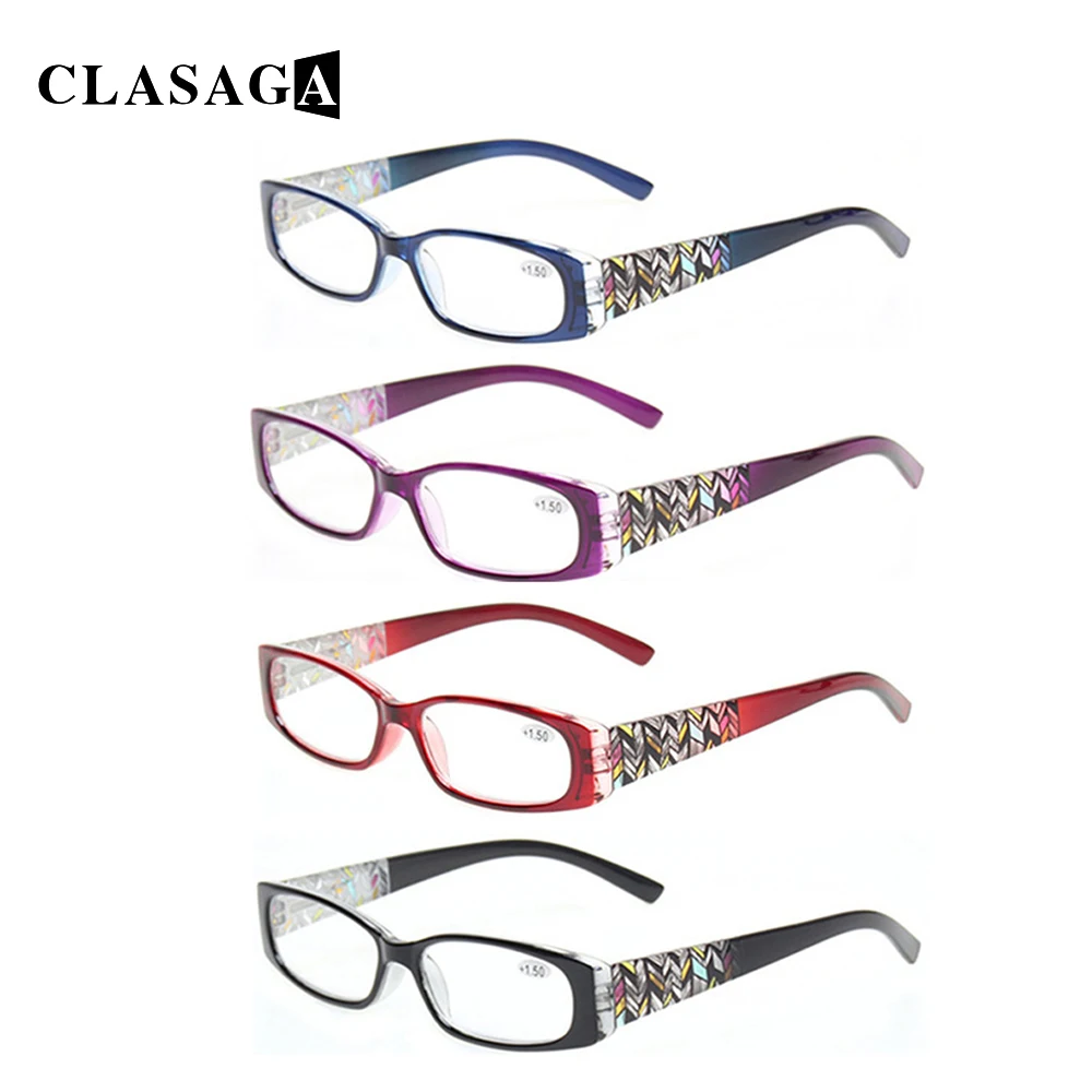 

CLASAGA Spring Hinged Reading Glasses Fashion Widened Printed Mirror Legs Men and Women Reader Eyeglasses Diopter+1.0+2.0