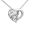 Collier personnalisé avec nom et pierres de naissance, collier de promesse personnalisé, pendentif cœur avec noms gravés, cadeaux de bijoux de Noël