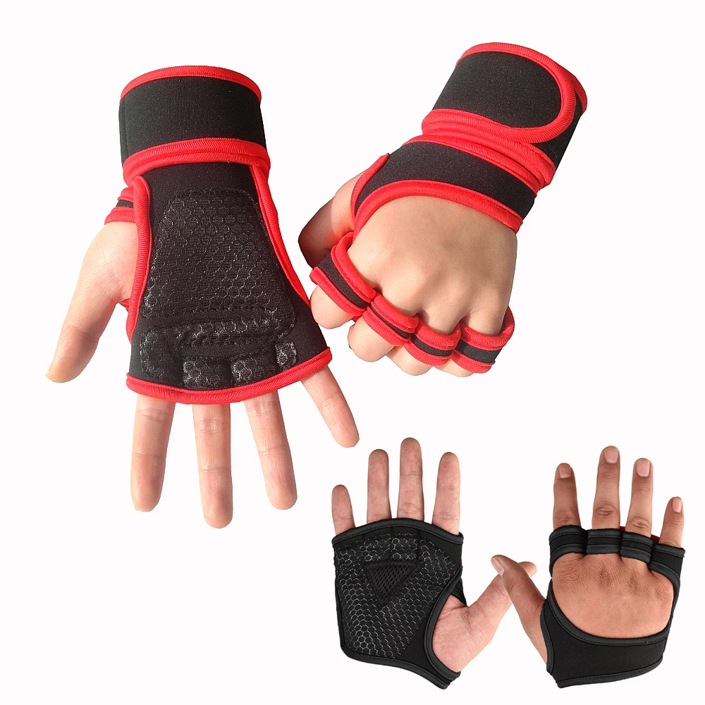 Guantes de gimnasio antideslizantes para hombre y mujer, Manoplas sin dedos  para ejercicio, entrenamiento, bicicleta, culturismo, levantamiento de  pesas Fivean Guantes deportivos