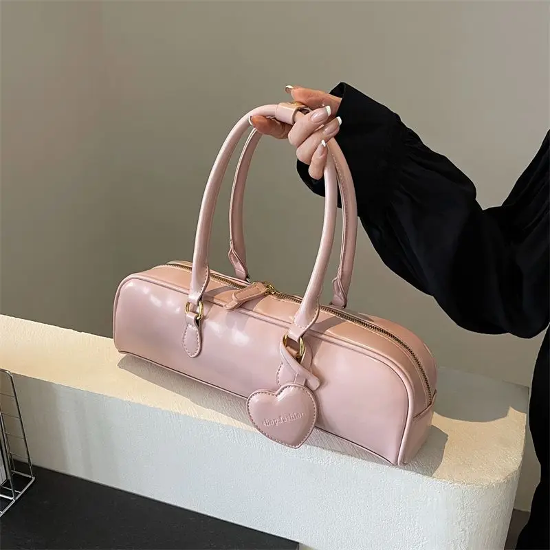 JIAERDI Hot Girls Blue Handbag Purses Women High Street Leather Heart Chic Casual Shoulder Bags Ladies Vintage Underarm Bag Y2k