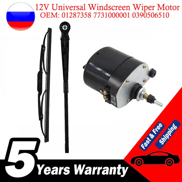 Motore Tergicristallo Universale 12V - Per Barche, Caravan, ATV, UTV, Colore Nero