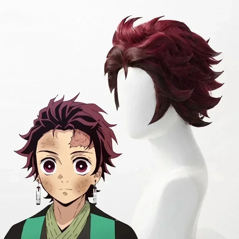 Tanjiro Kamado Wig Anime Tanjiro Kamado Cosplay Wig Short Chestnut Brown Heat Resistant Hair Cosplay Wigs cosplay wigs