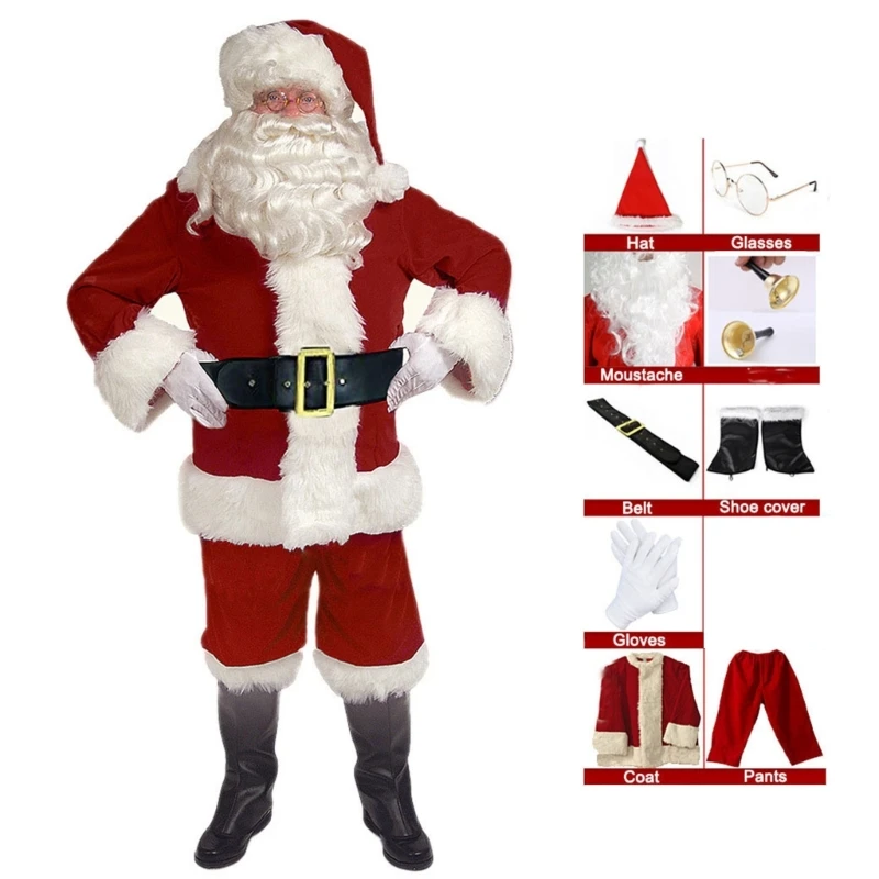 

New Adult Santa Suit Set Santa Clauses Outfit Christmas Santa Dressing Up Costumes