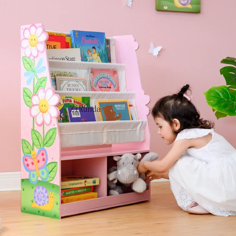 Children's bookcase, bookshelf, drawer storage rack, floor-to-ceiling picture book rack, cartoon children's room powder