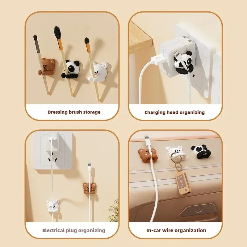 Desktop Cute Cable Organizers Holder Clip Desk Tidy Organiser SelfAdhesive Wall Mounted Cable Management Office Wire Cord Holder 4