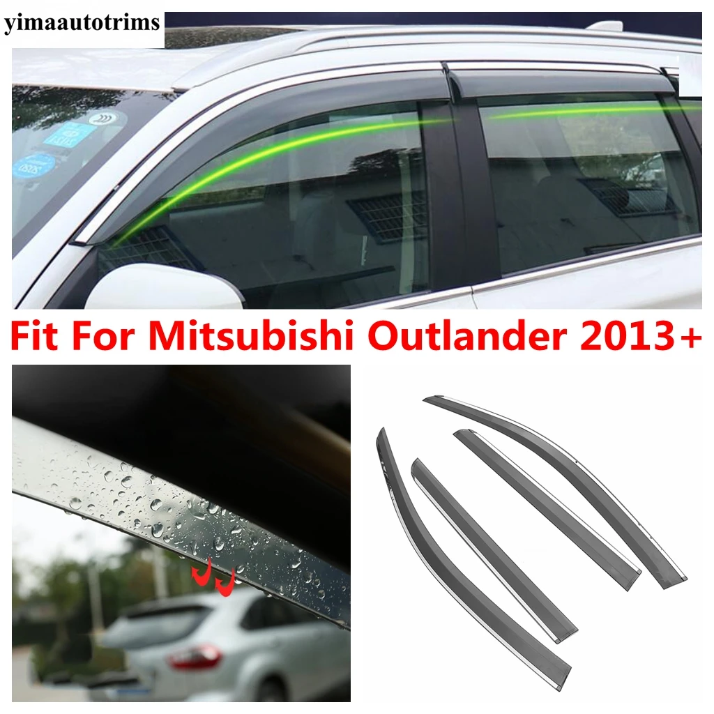

4 Pcs Car Window Visors Awnings Wind Rain Smoke Vent Deflector Guard Exterior Accessories For Mitsubishi Outlander 2013 - 2021