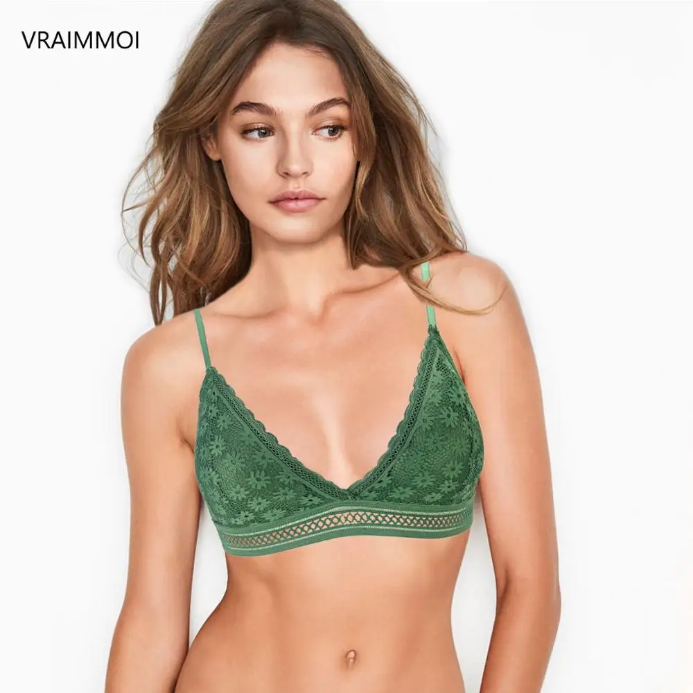 Victorias Secret VS Pink Army Green lace bralette underwire Small