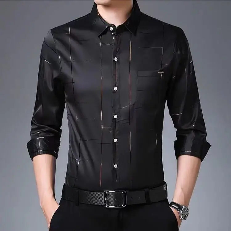 Men's Smart Casual Plaid Long Sleeve Shirt - Stylish Lapel Design
