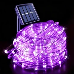 Solar - Powered Outdoor LED Rope Lights - 8 Mode Waterproof Decorative String for Garden and Celebrations (Purple)