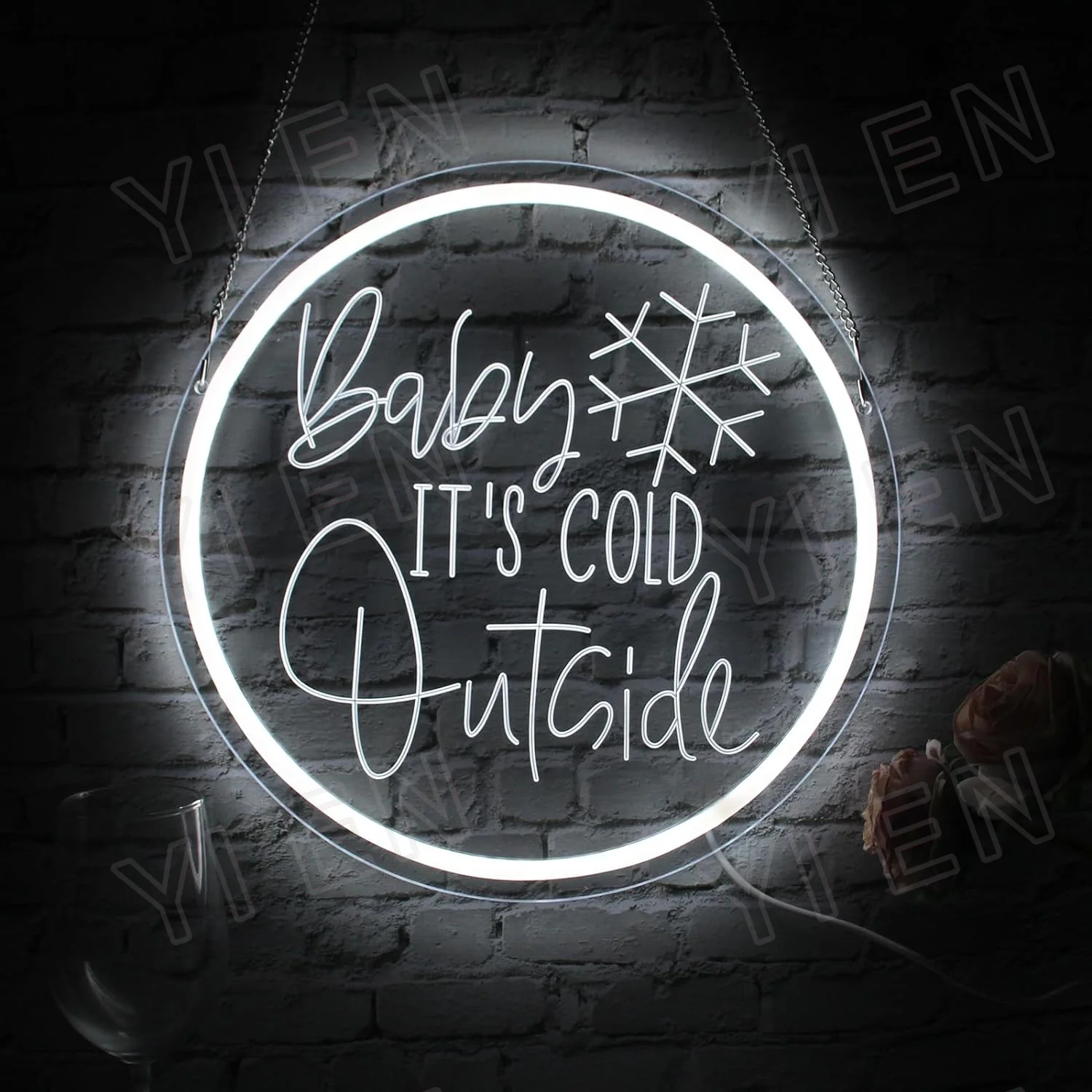 3D Baby It's Cold Outside Neon Sign For Winter Window Decor Led Baby Letters Neon Light Hanging Acrylic Night Light For Indoor H wall mount a6 sign sleeves window acrylic pouch tag holder plastic envelope guide bag plastic price card pockets