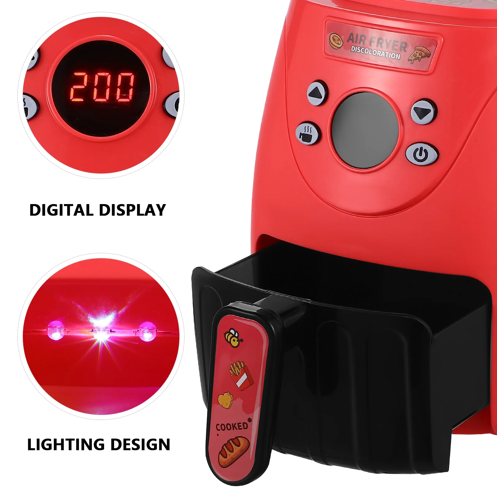 Mini Tomato Color Changing Air Fryer Toy Kitchen Playset Pretend Plaything Set Air Fryer Model Prop Kids Toys Role Play Food