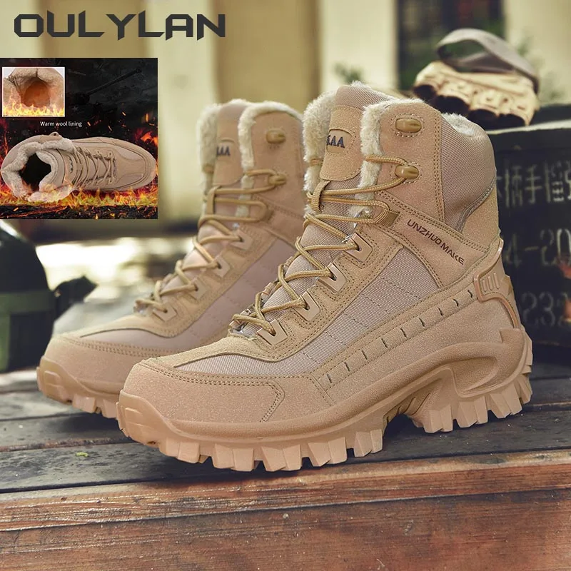 

Winter Warm Men Military Tactical Boots Mens Army Climbing Hiking Desert Waterproof Work Safety Shoes Outdoor Combat Boots