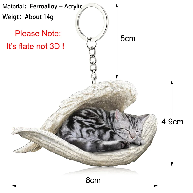 Cat Sleeping Angel Keychain | Cat Sleeping Angel Chain | Cat Key Chain  Women - 1 16 - Aliexpress