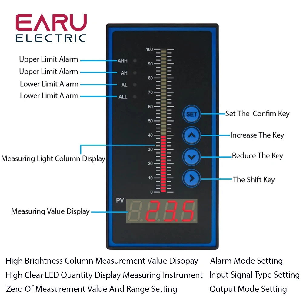 AC85~260V Water Liquid Level Pressure Temperature Contorller Dual Column Channel Display Universal Input 4-20MA Transmitter Pump