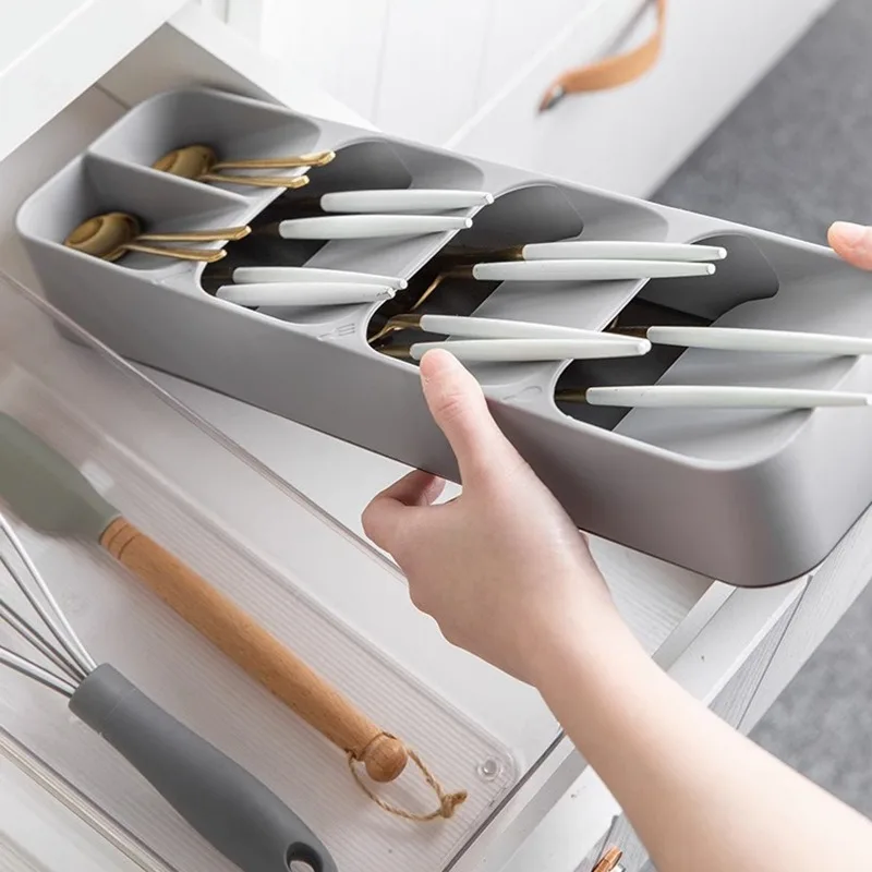 Kitchen Utensil Holder Cutlery Storage Tray Knife Holder Spoon Forks Tableware Organizer Container Box For Knives Block Rack