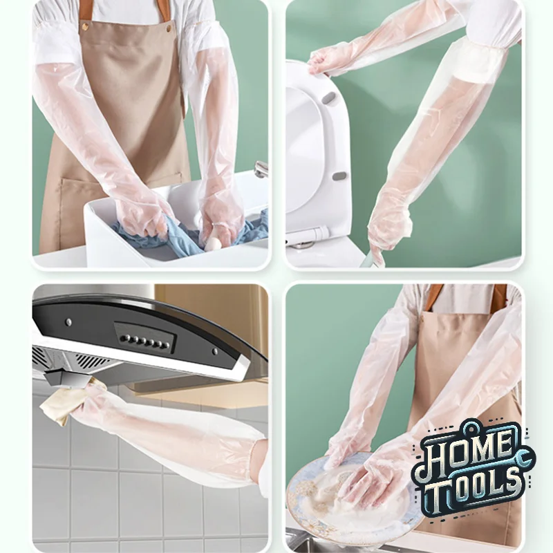 10PCS Disposable Extended Gloves Transparent Eco-friendly Multifunctional Arm Protection Gloves DIY Cooking Kitchen Long
