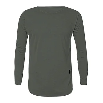 Men's Long Sleeve Oversized T-Shirt Solid Color O-Neck T Shirt Basic Bottoming Plain T-Shirts Casual Pullovers Tees Male Tshirts 4