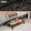 Under Bed Shoe Storage with Wheels, 2 Pack Rolling Under Bed Storage Containers for Shoes Metal Shoe Rack Organizer 3