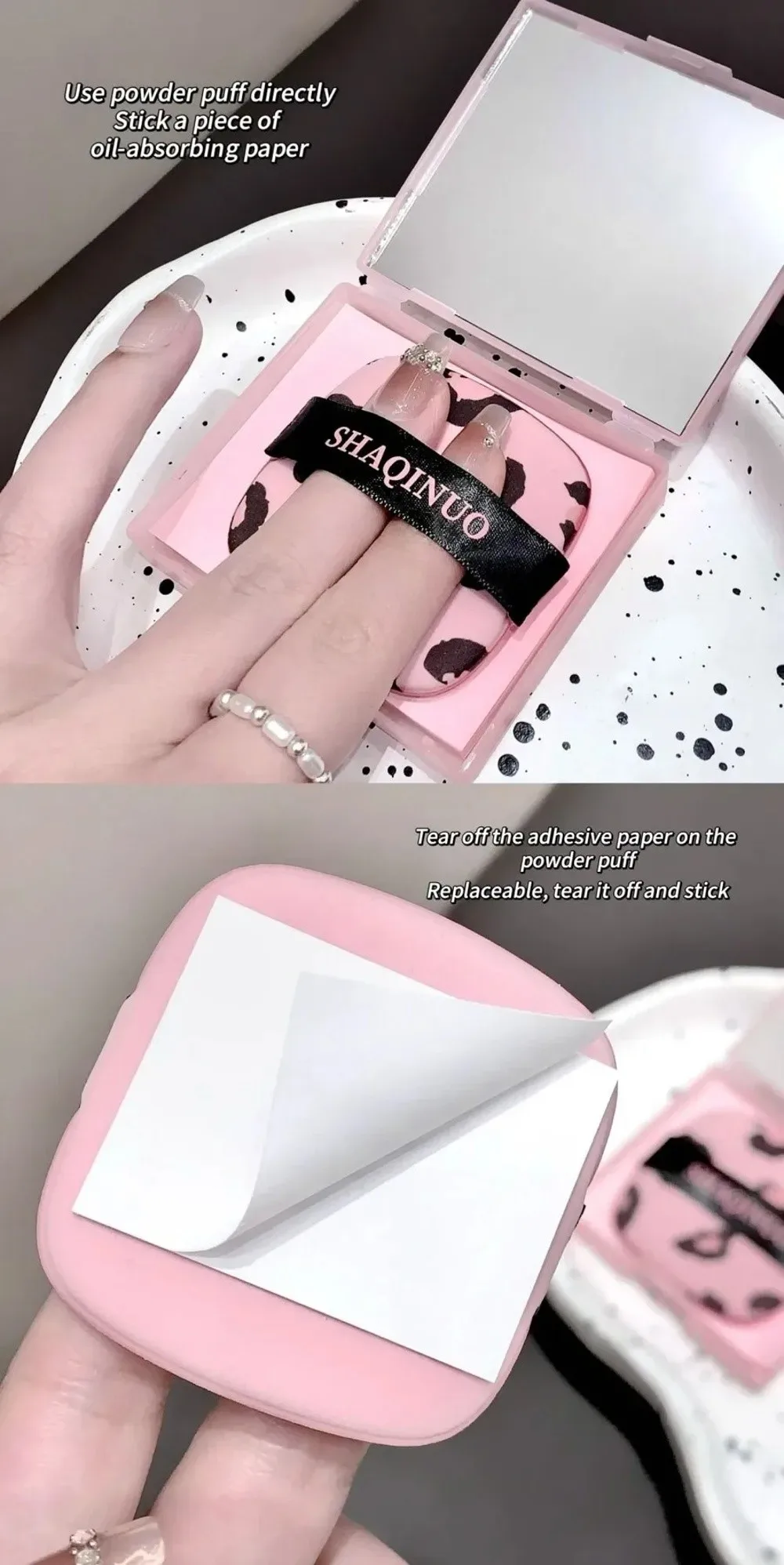 Facial Oil Blotting Paper Sheets With Mirror And Storage Box_voghion.com