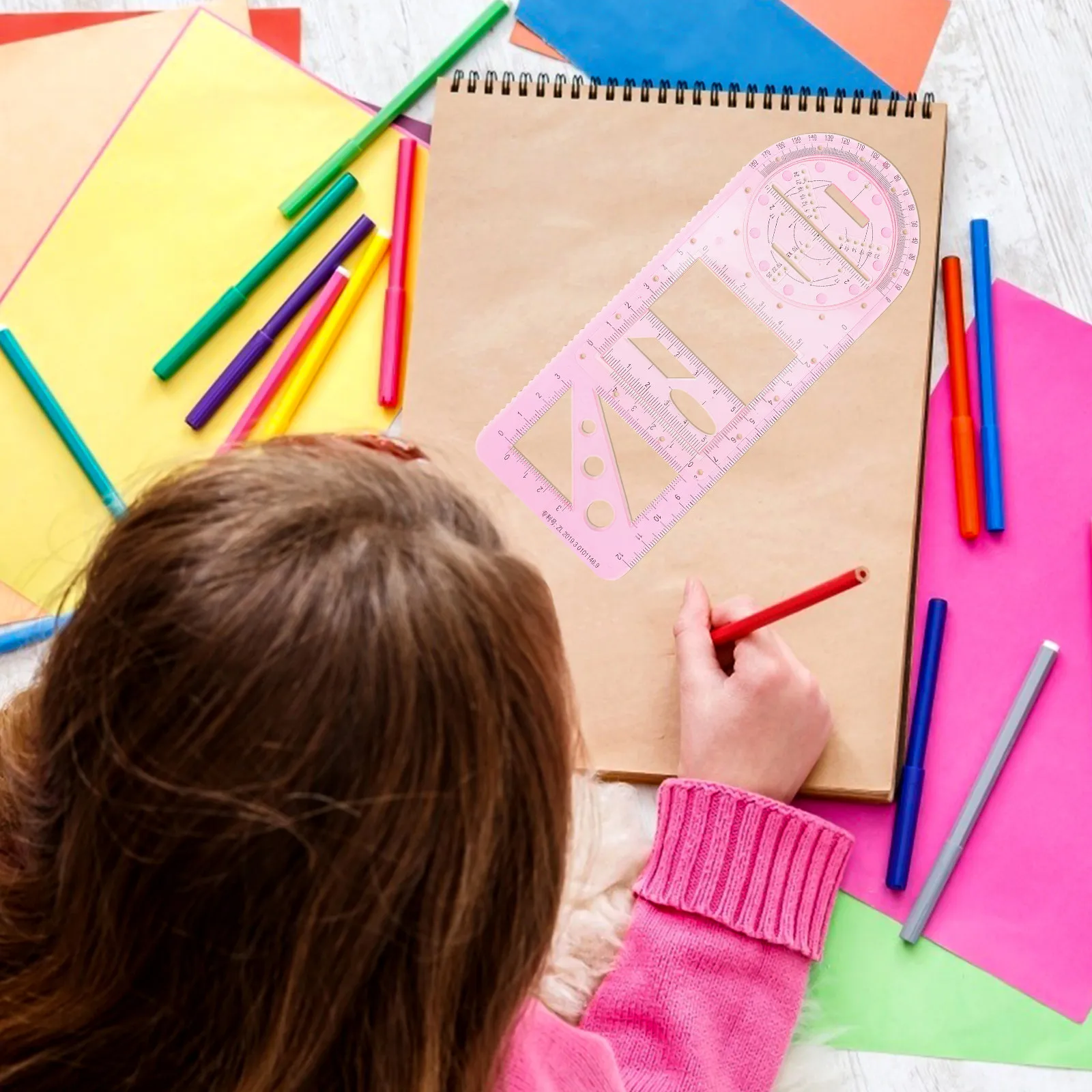 기하학적 도면 자 세트 학생 교사 수학용 전문 다목적 플라스틱 도면 자