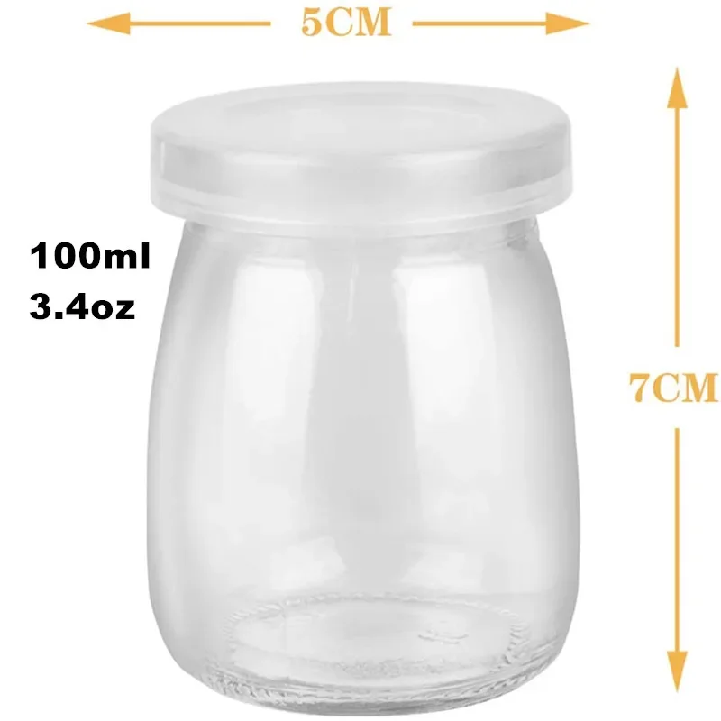 8 Pieces 100ml Glass Yogurt Jars Pudding Cups with PE Lids for Milk Jellies Honey Spices Mousse glass honey jars