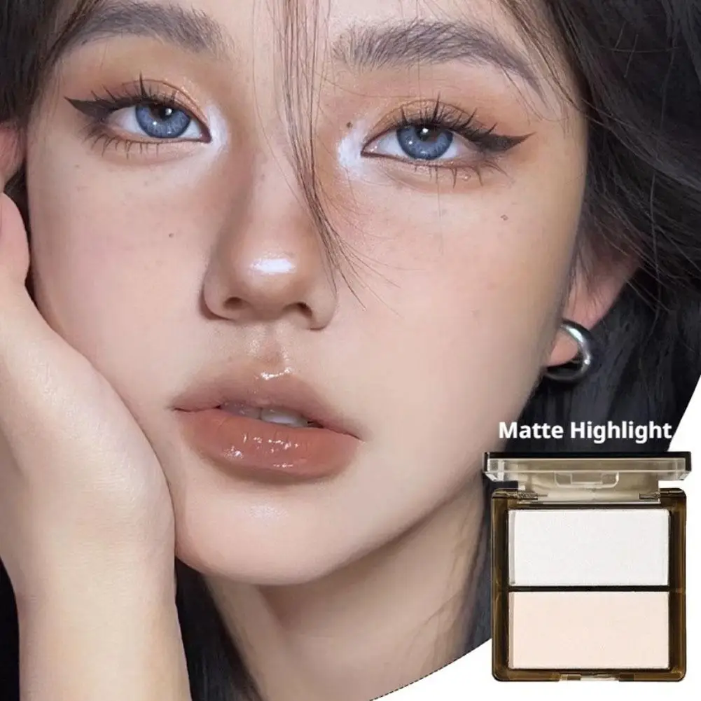 Bronzer Highlighter For Face Powder Texture Two-toned Contour Iluminador Natural Brighten Matte Nose Shadow Makeup Cosmetics
