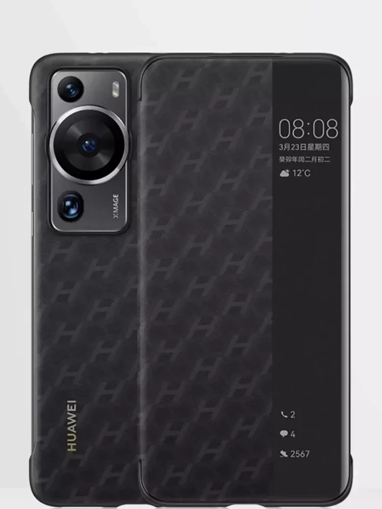 Чехол-книжка из черной кожи с защитой от падения, подходит для HUAWEIP60 PRO