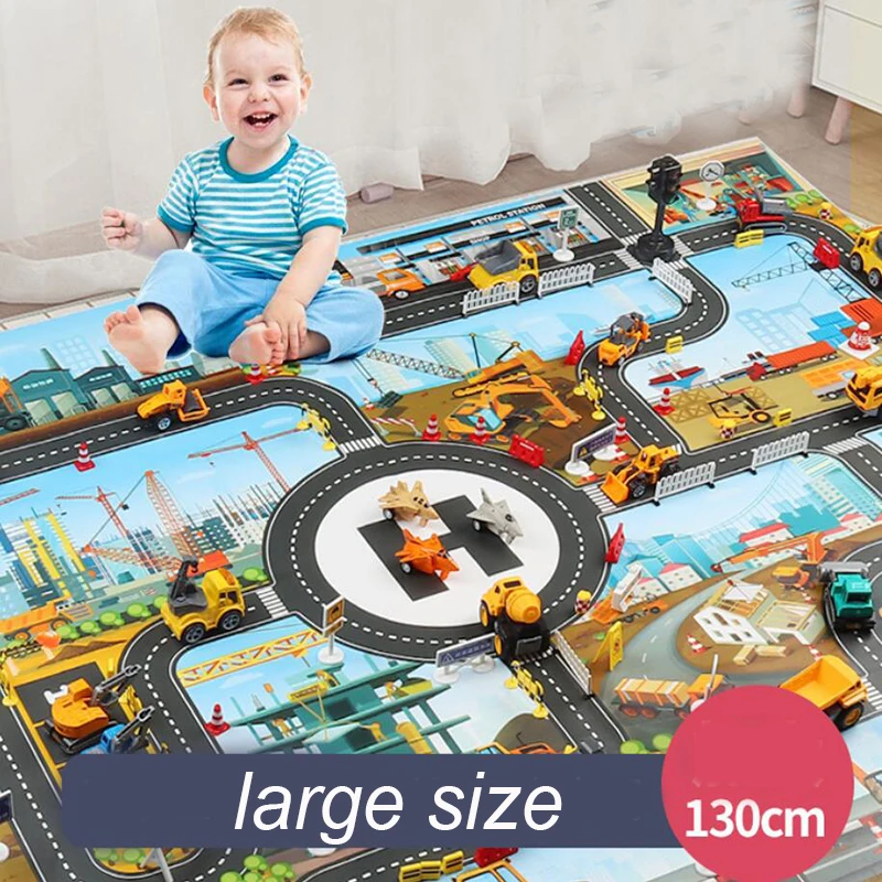 City Traffic Car Park Play Mat Waterproof Parking Lot Kids Playmat Kids Rug Boy Girl Educational Toys for Children Map​