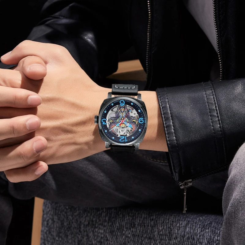 3D Color Bull Head Men's es  Waterproof Luminous Skeleton Automatic Mechanical  s_voghion.com