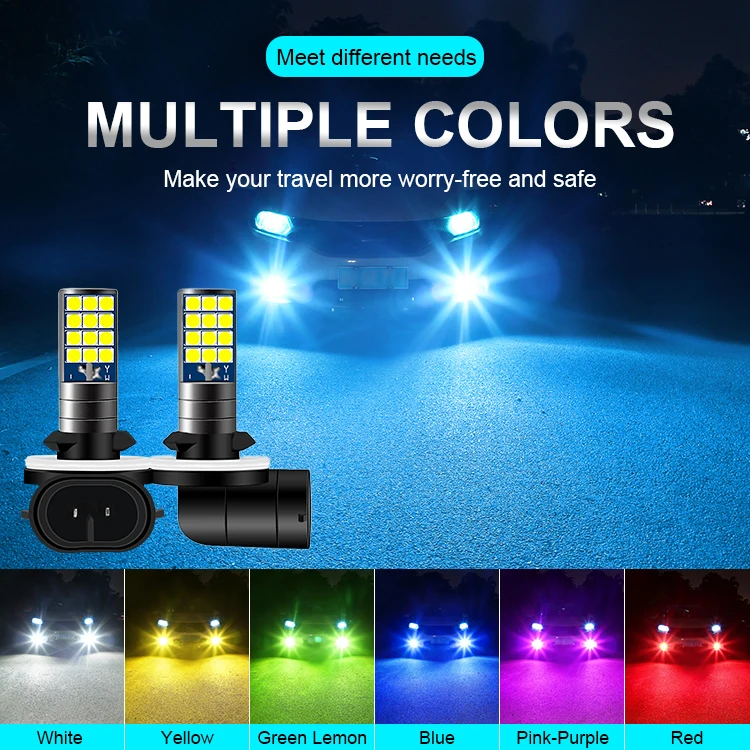 2pcs H3 H27 881 880 Fog Lights LED Bulb Super Bright Car Fog Lights Day Driving Running Light 12V 6000K White Blue Yellow Green led bulb led fog light led light