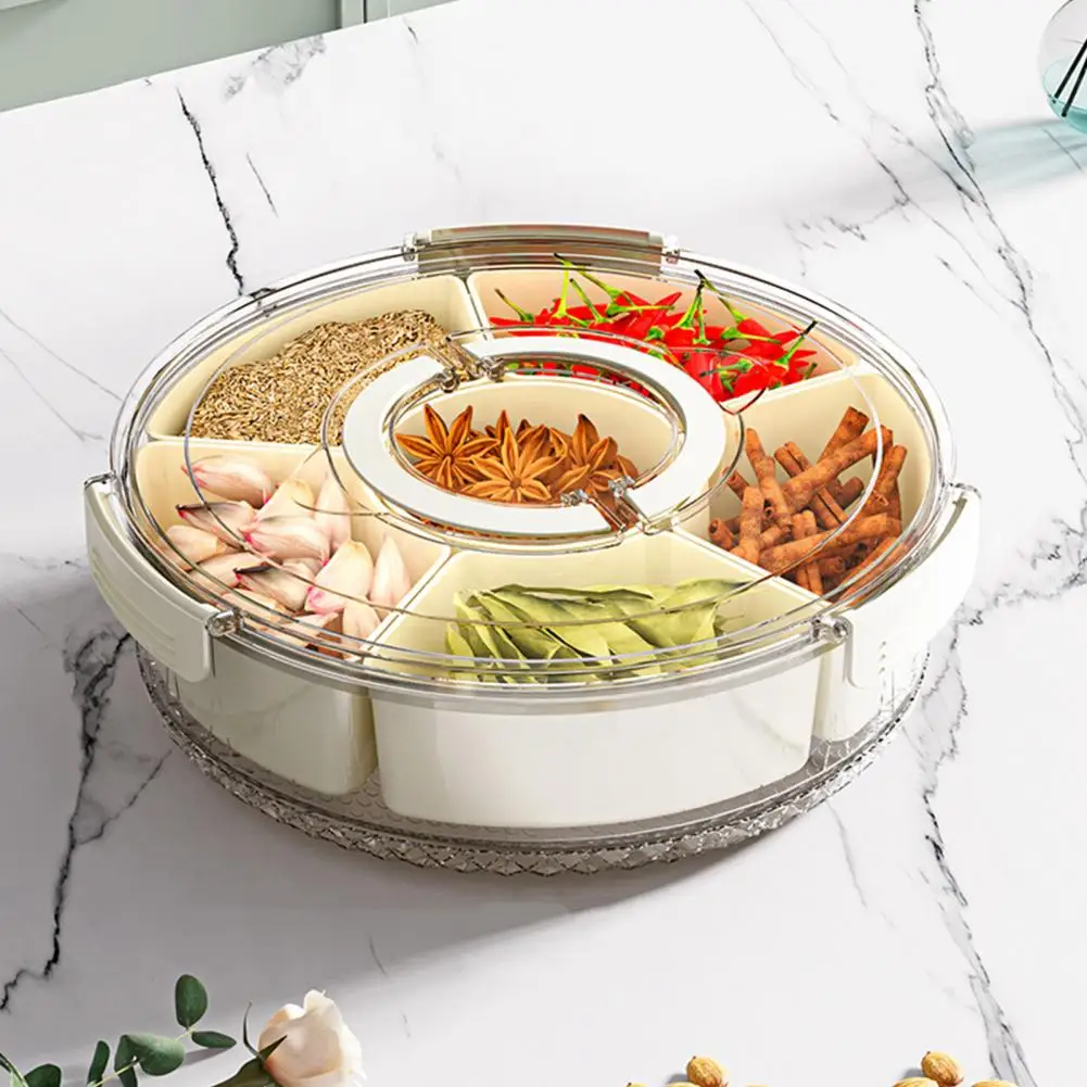 Rotating Fruit Plate Snack Spinner With 6 Compartments Food-Grade Container