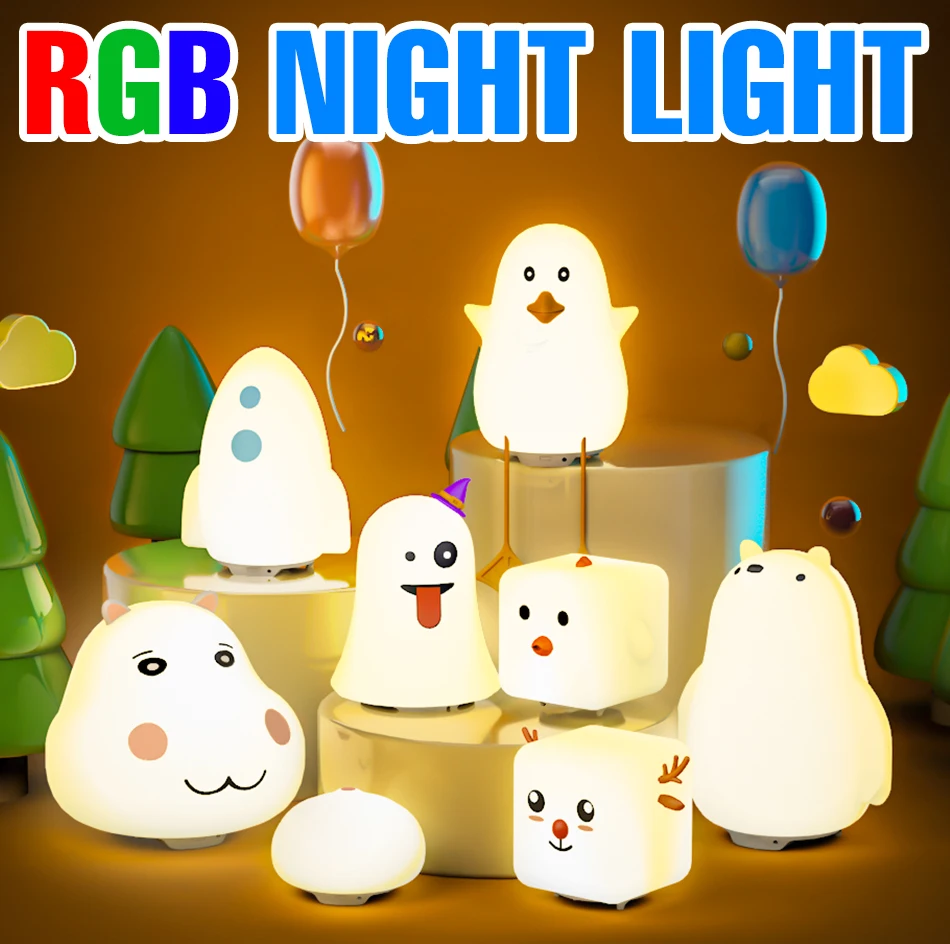 Description Picture 2 of itemLED Night Silicone Light Rechargeable Table Lamp Dimmable Bedroom Bedside Desktop Decoration Cute Cartoon Children Holiday Gift