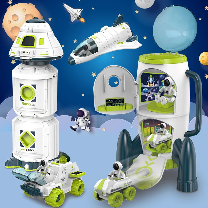 Acousto Optic Space Toys Space Model Air Force Shuttle Space Station Rocket Aviation Series Puzzle Toy for Boy Girl Toy Car Gift