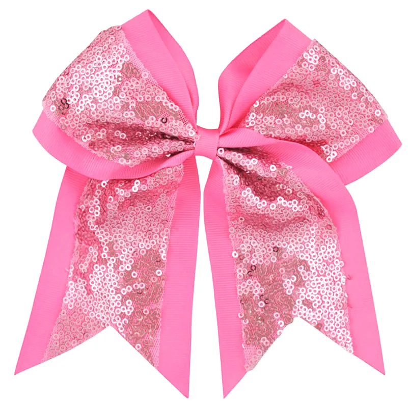 20,3 cm große Pailletten-Ripsband für Damen, Cheer Bow, Krokodilklemmen, Haarspangen, Kopfbedeckung, Teenager, Sport, Cheerleader, Mädchen-Haarspange – Detail 5
