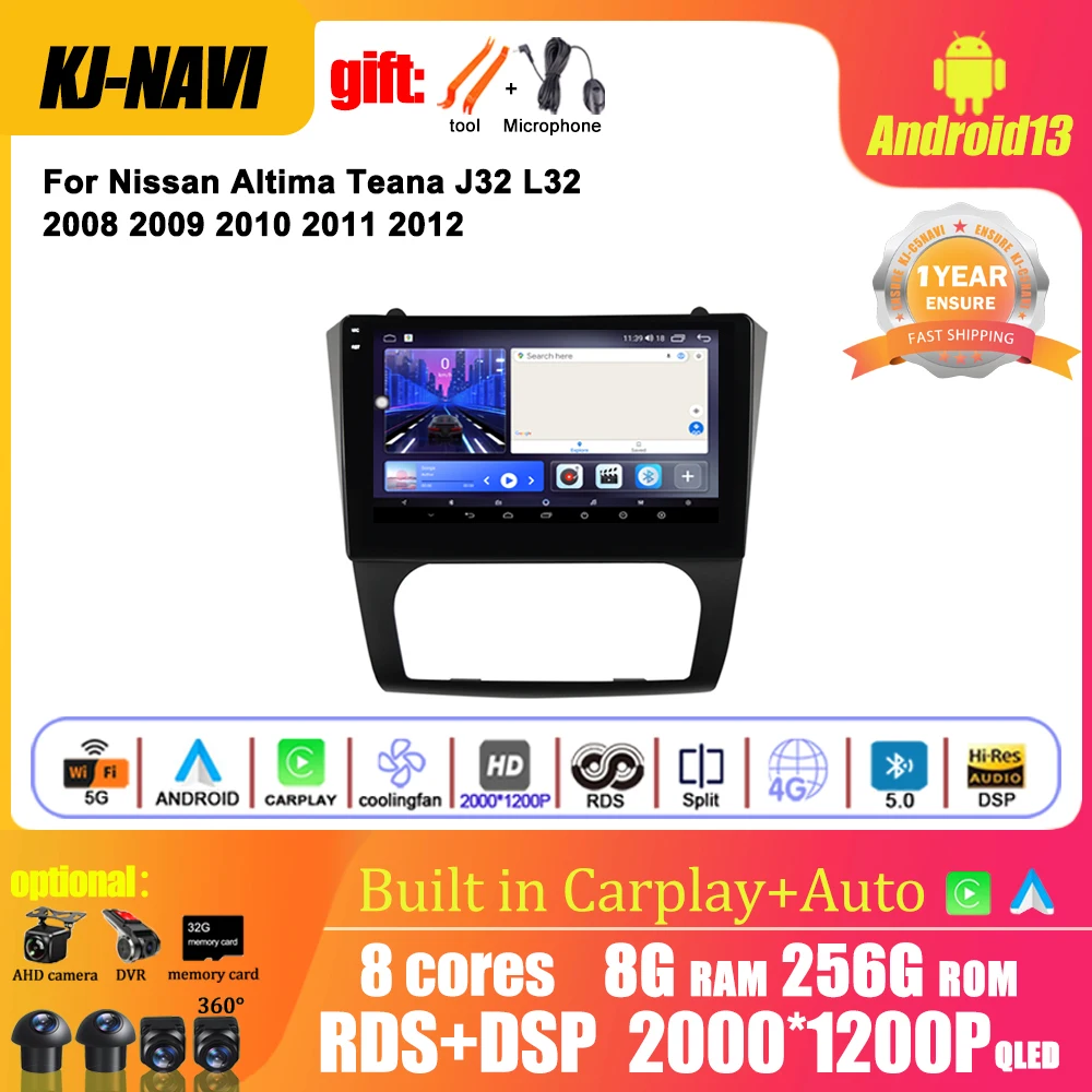 

Android 13 For Nissan Teana Altima 2008 2009 2010 2011 2012 Car Radio Multimedia Carplay 4G Wifi 4G QLED DSP GPS DVD Autaoradio