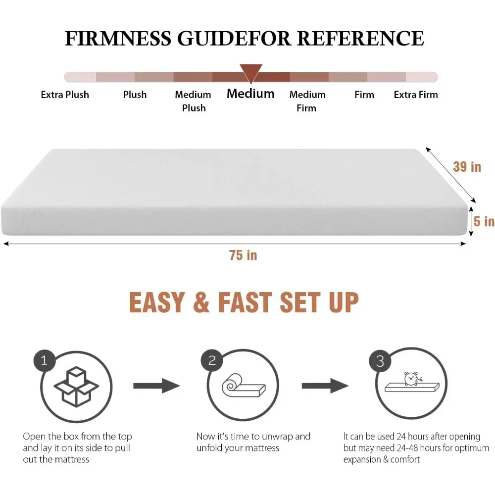 Gel Memory Foam Mattress Fiberglass Free/CertiPUR-US Certified/Bed-in-a-Box/Cool Sleep & Comfy Support