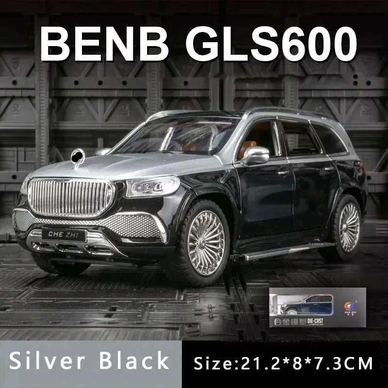 1:24 Alloy Car Model Sound And Light Pull Back Toy Car Suv Off-Road Vehicle Boy Collection Decoration for Benz Maybach Gls600 6