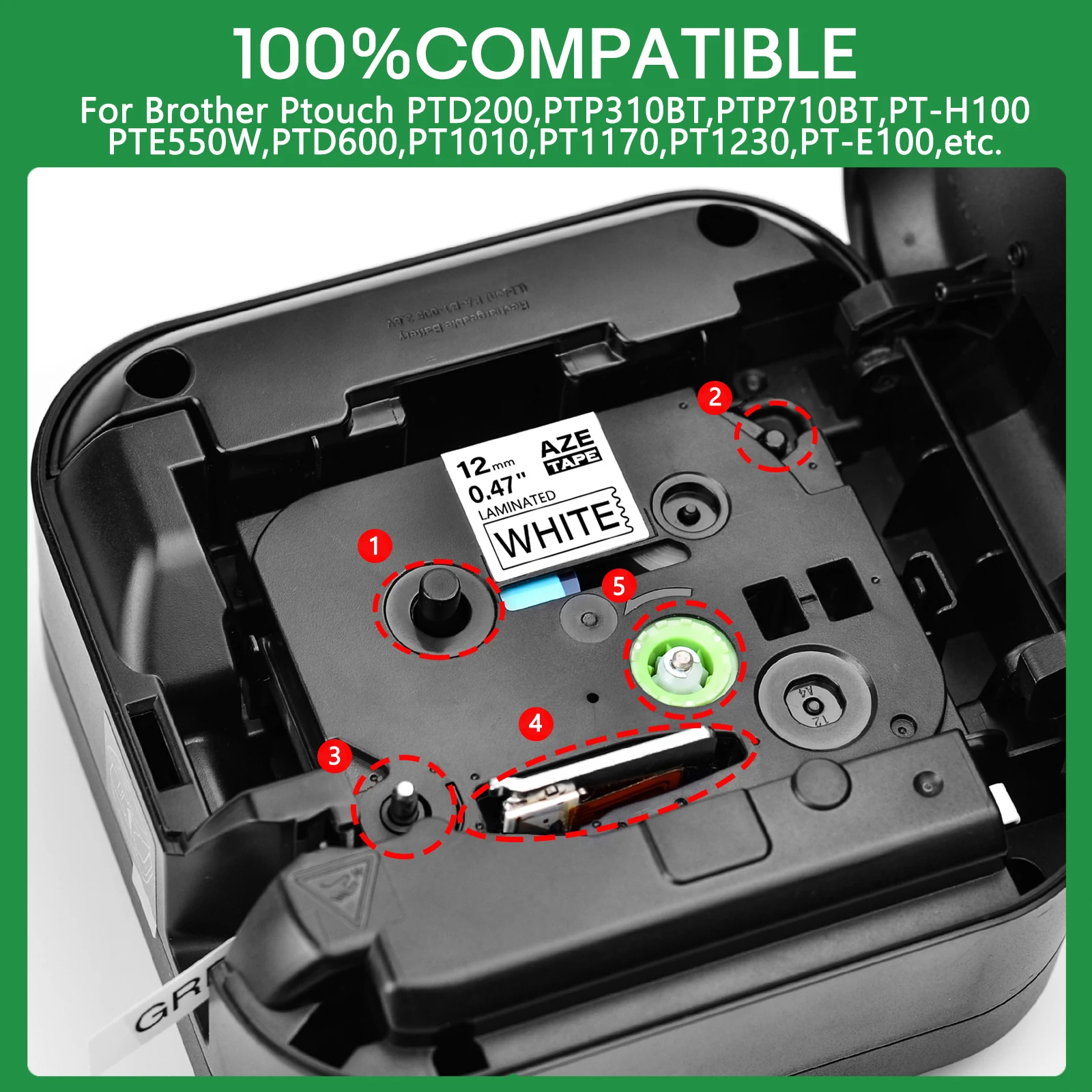 Label Tape 1Pcs TZ Compatible for Brother Label Cartridge 9mm/12mm/18mm 211 221 231 251 For P-Touch Series Label Maker