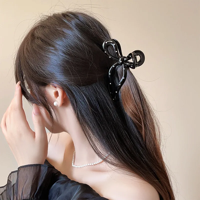 Polka-Dot Grabber Clip For Women's Summer Headwear Shark Clip Crab New High-End Back Of The Head Hairstyle Artifact Hair Claw