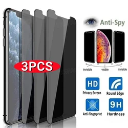 Protecteur d'Écran de Confidentialité en Verre Anti-espion, pour iPhone 14 13 12 mini 11 Pro Poly X XS Max 6s 7 8 Plus SE 2020, 3 Pièces, 9H