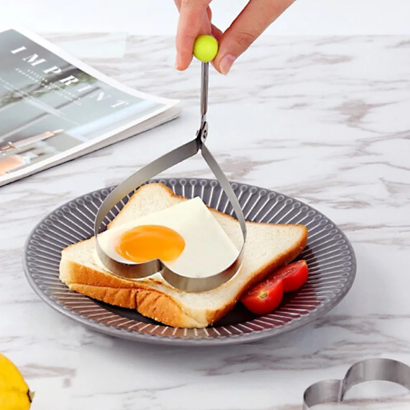 1pc Cartoon Stainless Steel Fried Egg Mold, Lovely Heart & Round