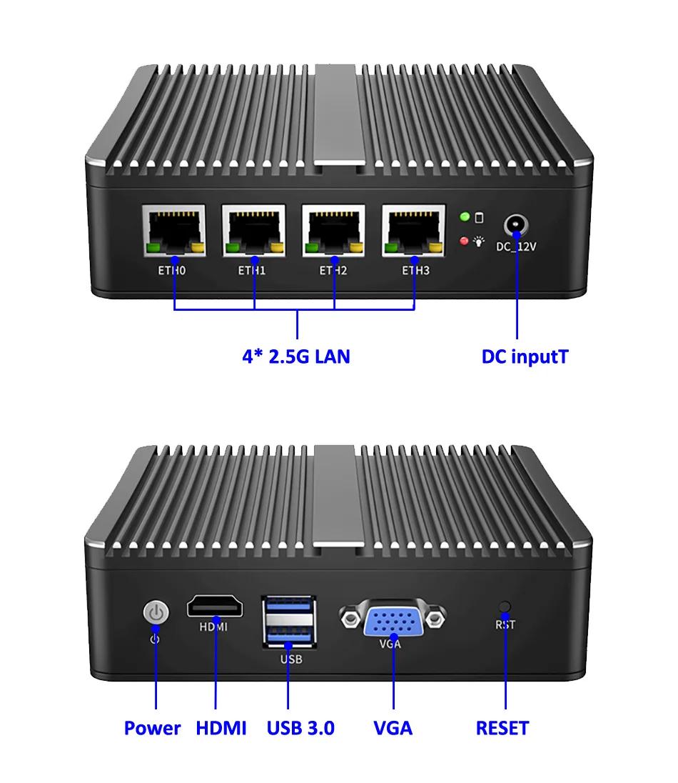Celeron J1900 Fanless Industrial box PCs Quad Core 4x i211 E3825 N2840 Firewall Mini Router HD VGA Office Business Mini Computer 4