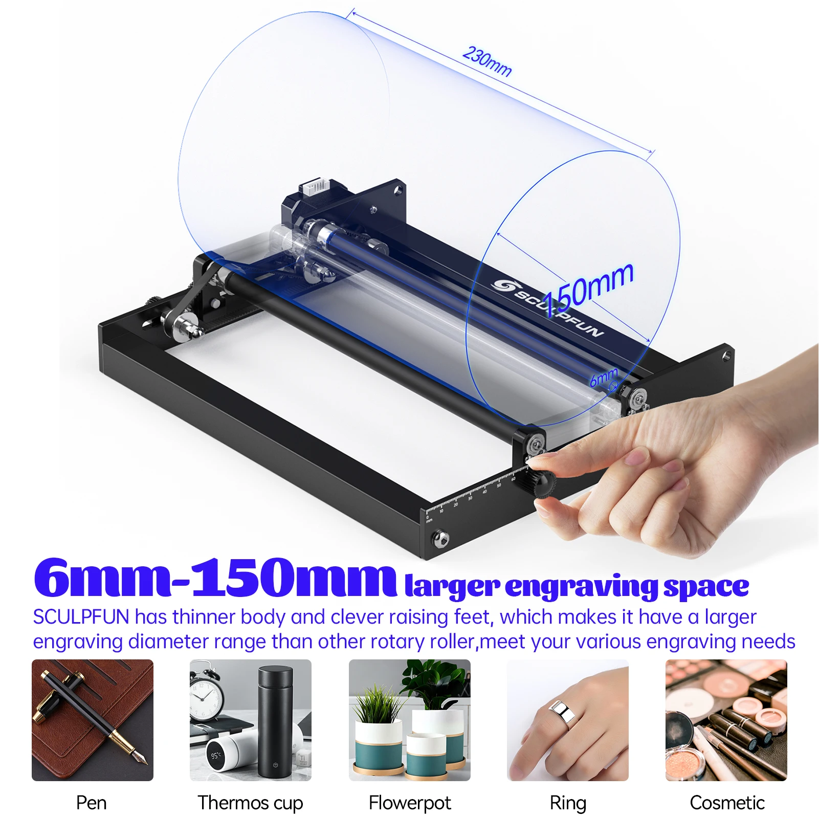 SCULPFUN S9 Laser Rotary Roller Laser Engraver Y-axis Rotary