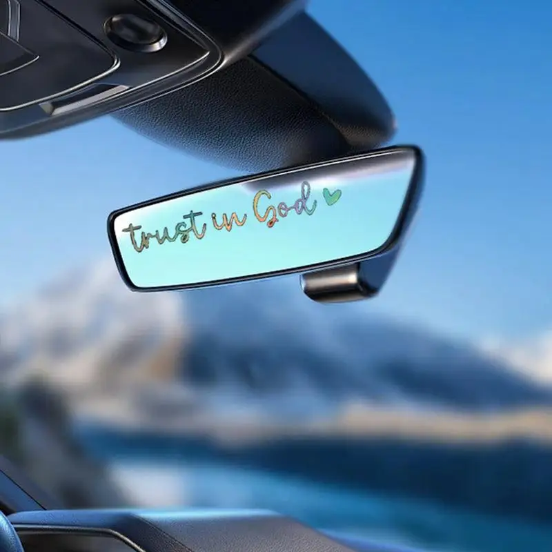 2pcs Trust in god car rearview Mirror Sticker Vehicles Window Decals Car Decoration Funny Car Decal Rear View Glass Accessories